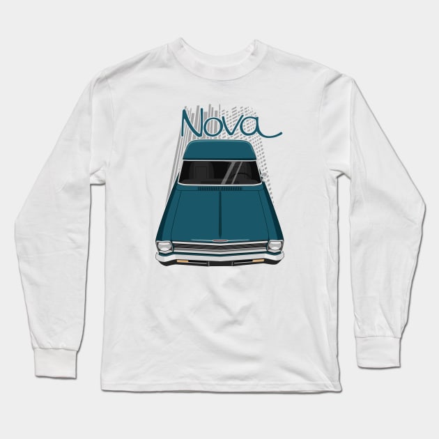 Chevrolet Nova 1966 - 1967 - tahoe turquoise Long Sleeve T-Shirt by V8social